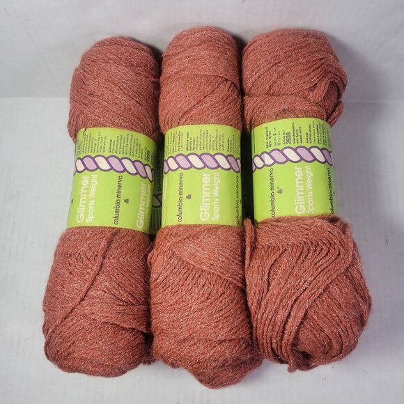 Lot of 6 Skeins Vintage Columbia Minerva Glimmer Sports Weight Yarn - Picture 1 of 6